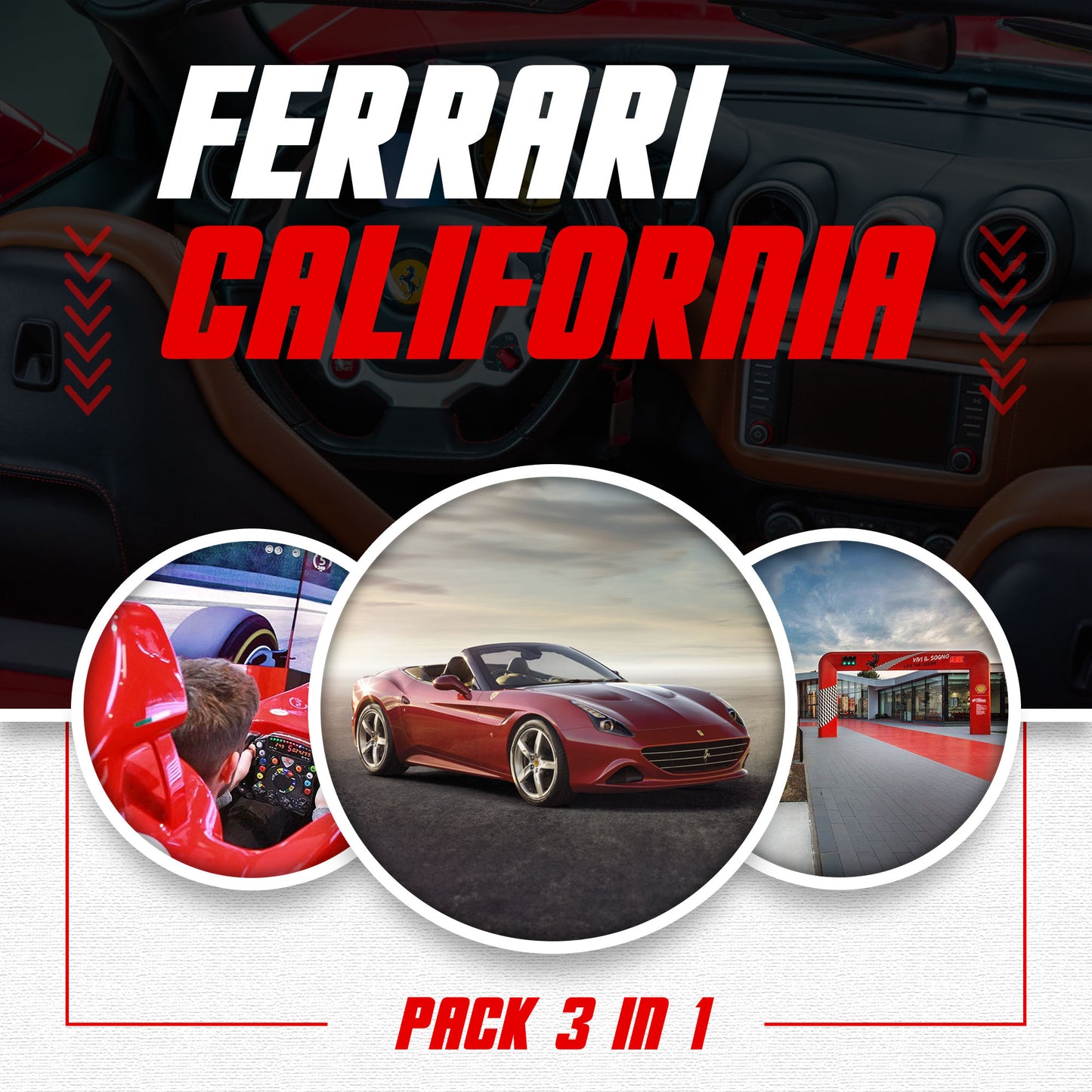 Pack Esperienza di guida Ferrari California + Simulatore F1 + Musei