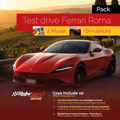 Pack Esperienza di guida Ferrari Roma + Musei Ferrari + Simulatore